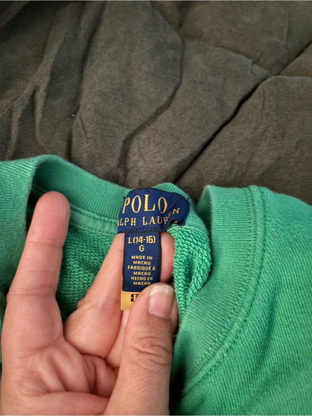 Polo by Ralph Lauren greenCrewneck Sweatshirt with navy joggers - Picture 9 of 12